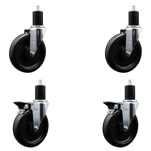 Service Caster 6'' Phenolic Wheel Swivel 1-3/4'' Expand Stem Caster Set 2 Brakes, 4PK SCC-EX20S615-PHS-2-PLB-2-134 - main